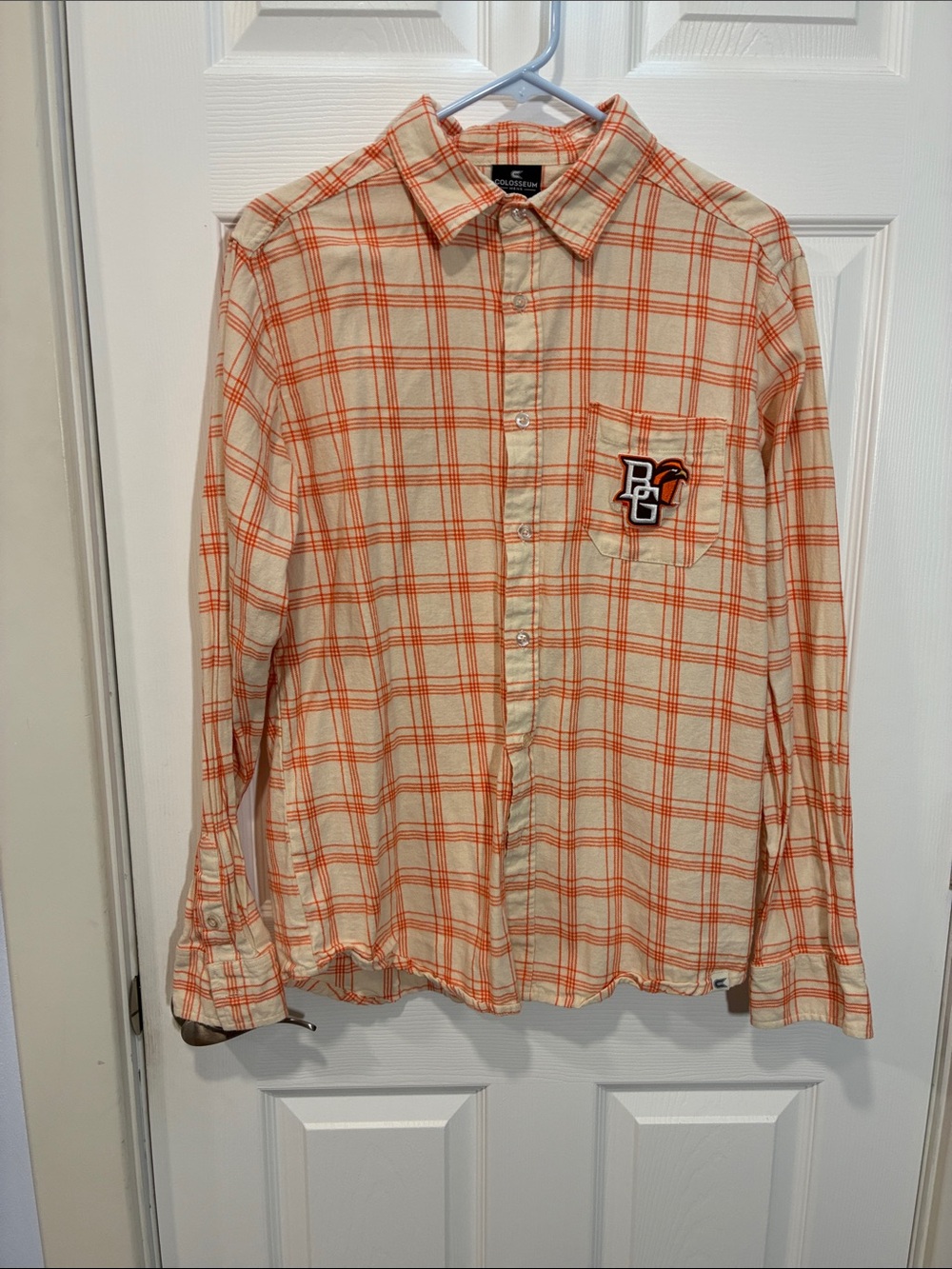 Colosseum Orange and Cream Plaid Long-Sleeve Button-Down Shirt